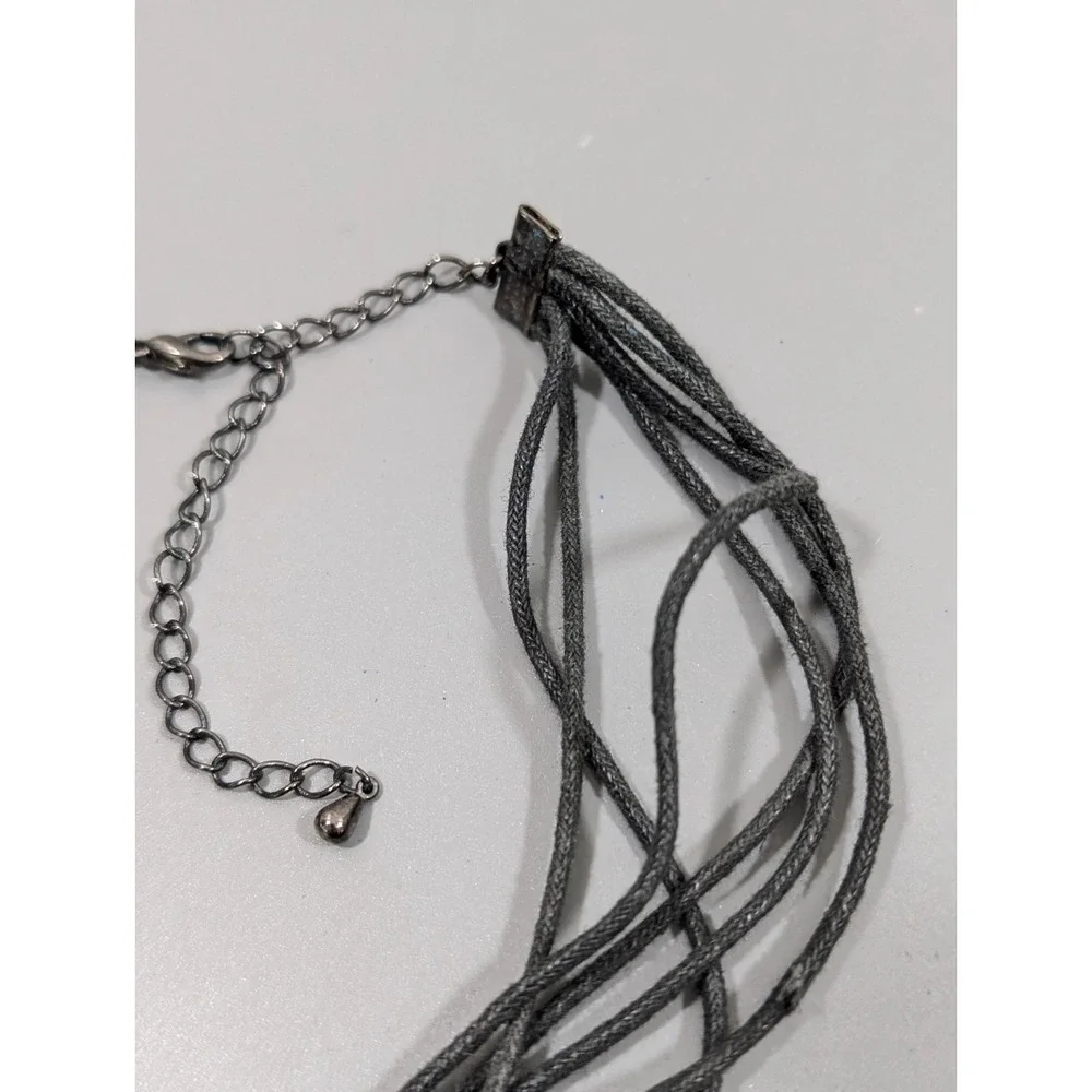 Black‎ Heart Pendant Necklace Gothic Rhinestone Multi Cord Y2K 17